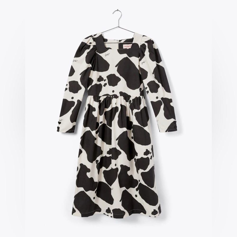 Lisa Says Gah black and white cow print dress.